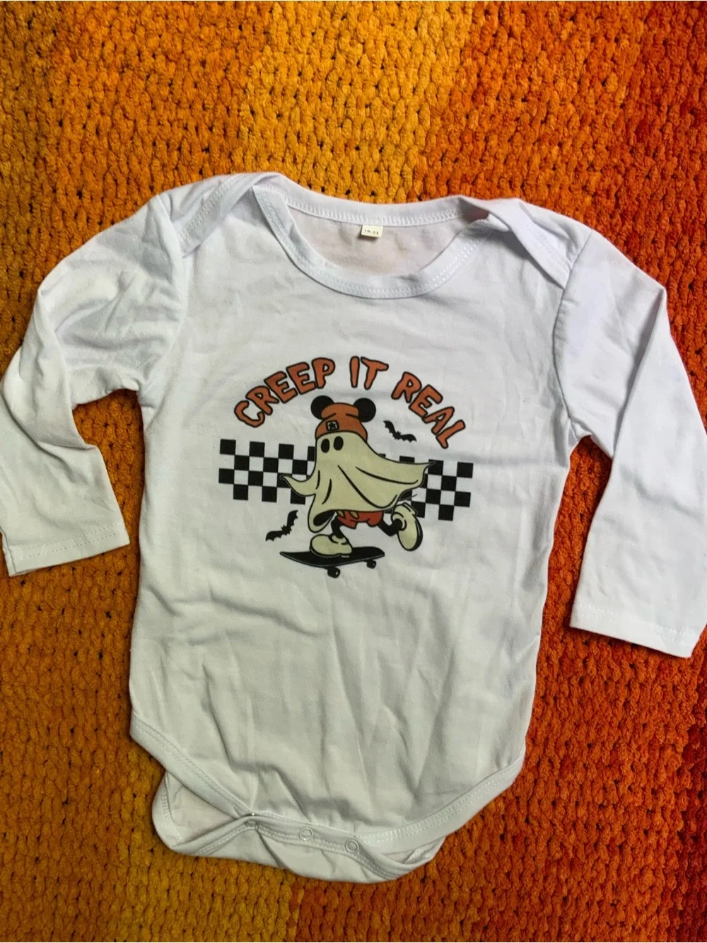 Unbranded Kids' White 'Creep It Real' Ghost Skate Long-Sleeve Bodysuit